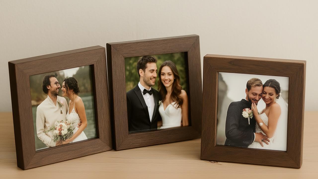 Square Photo Frames - Set of 3 Brown -14