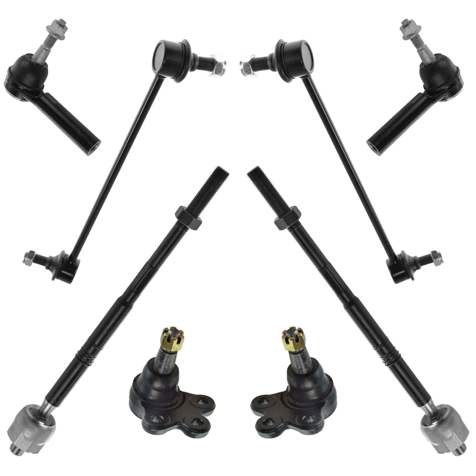 TRQ 8 Piece Steering Suspension Kit Ball Joints Tie Rods Sway Bar End Links