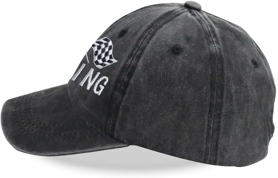 HHNLB Black and White Checkered Flag Race Car Hat, Adjustable Washed Cotton Embroidered Baseball Cap for Men Women - Image 3