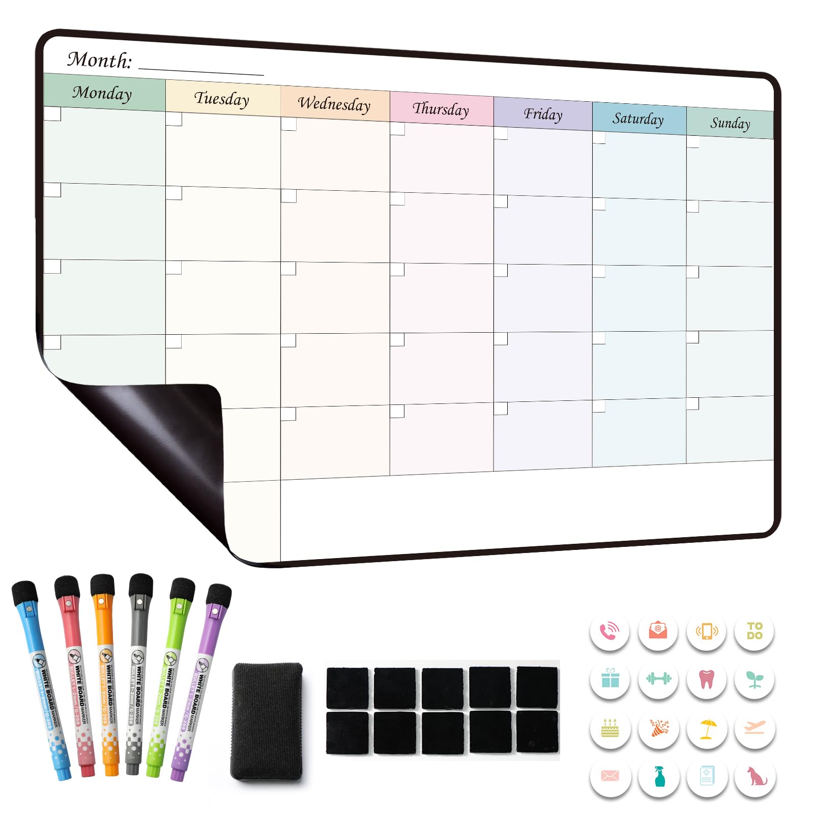 MCCORL Magnetic Fridge Whiteboard Calendar, Weekly/Monthly Planner, Perfect as Family Chores Chart,Reminder and Memo Board