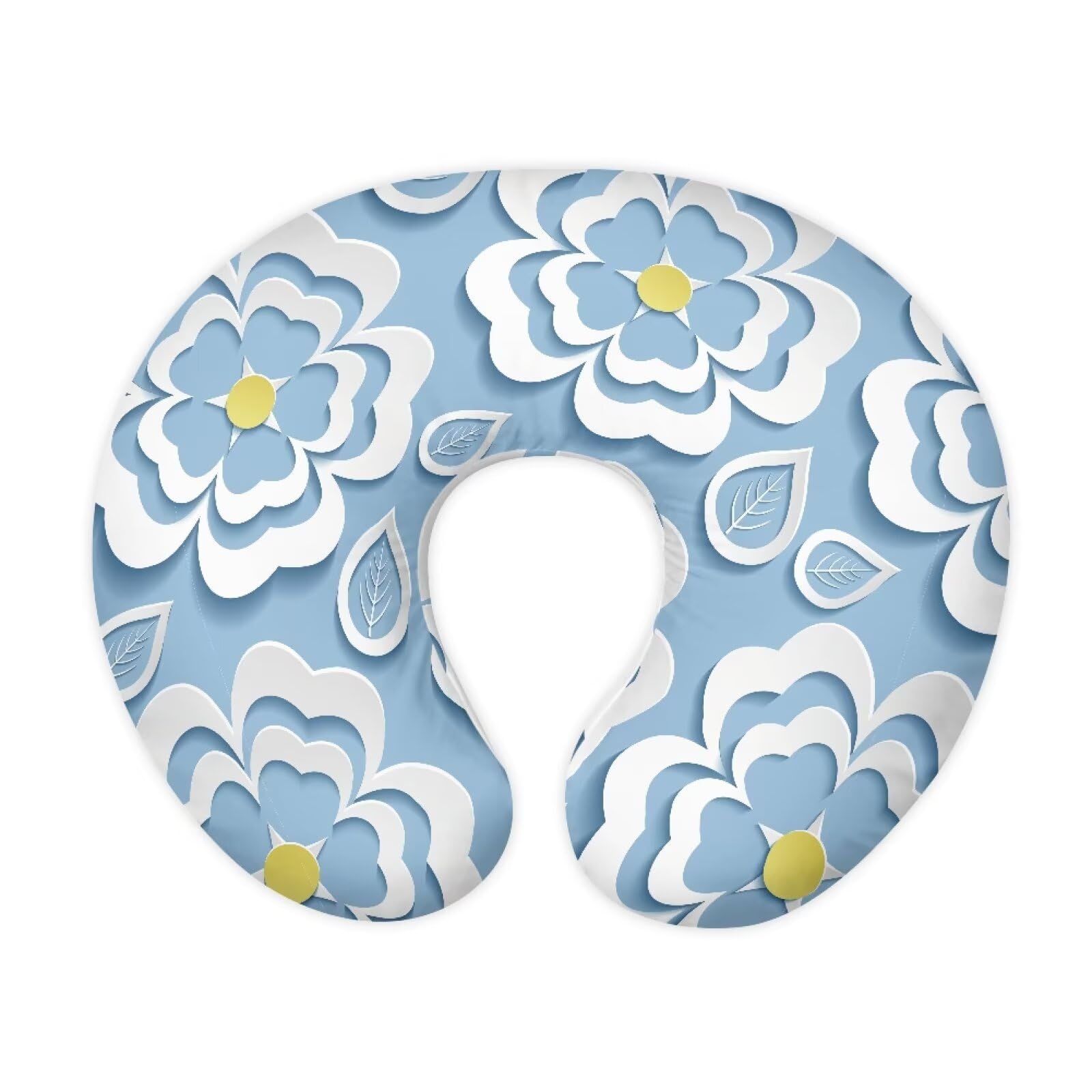 PJHEQOXE Nursing Pillow Cover Stretchy，Breastfeeding Pillow Slipcover for Baby Boys & Girls,Nursing Pillow Case for Newborn，Soft Fabric Fits Snug On Infant, Washable & Breathable,White Flower Leaf