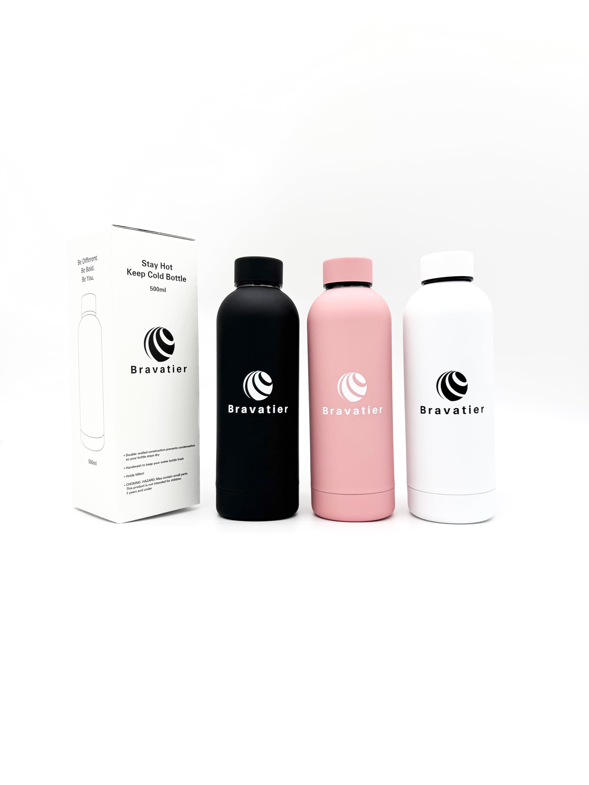 Bravatier Stainless Steel Water Bottle, 500ml/17oz, Double Wall, Vacuum Insulated for Hot & Cold Drinks, Premium UV Print, Sports, Office, Outdoor, and Travel