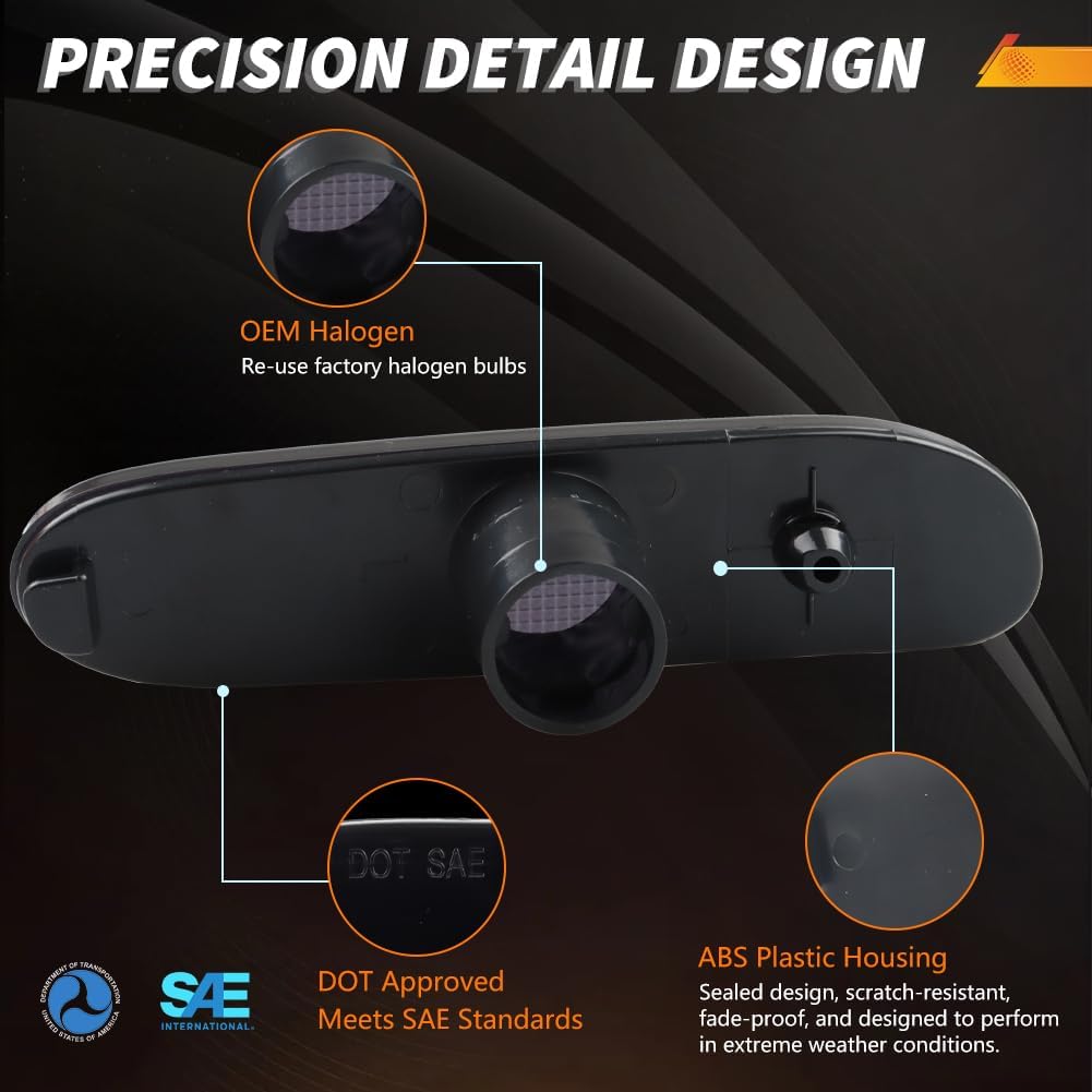 Front Side Marker Lights Housing Compatible with Dodge Neon 2000-2005, [DOT] [IP67 Waterproof] Turn Signal Marker Light Cover [No Bulbs], 2 PCS, Sleek Smoked Lens