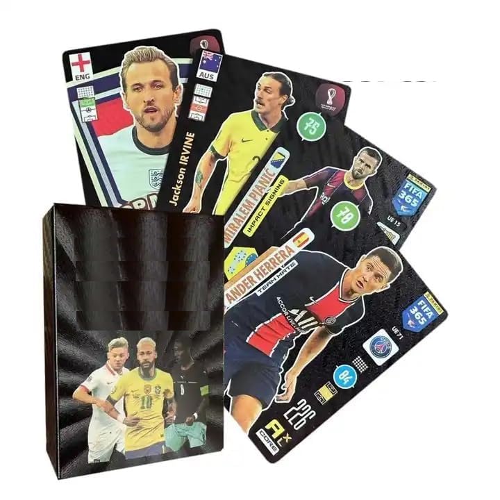 Bestie Toys Football Cards - 55 Non-Repeated Soccer Star Collection, Black Foil Trading Cards, Sports Souvenirs for Kids & Adults, Soccer Fans