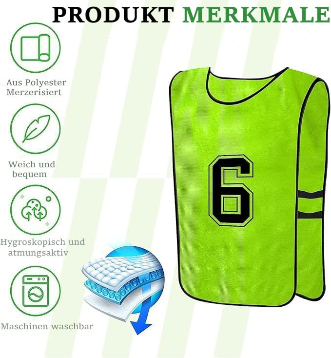 24 Stück Fußball Leibchen Herren Trainingsleibchen, 63 x 43 cm Team-Spiel Bibs für Jugend, Westen fürs Teamtraining für Erwachsene Football, Basketball, Volleyball (12 x Rot, 12 x Grün)