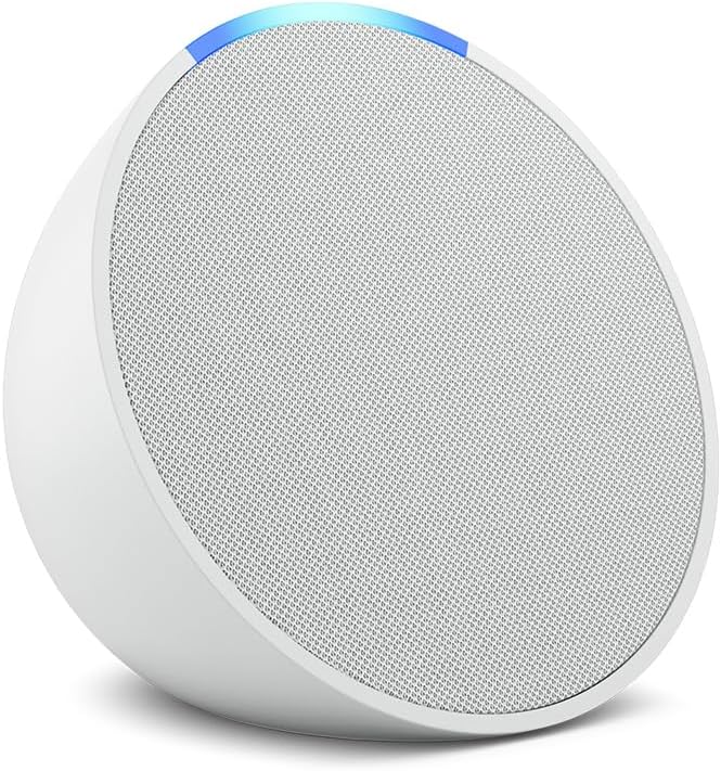 Echo Pop (Newest gen) | Full sound compact Wi-Fi and Bluetooth smart speaker with Alexa | Glacier White
