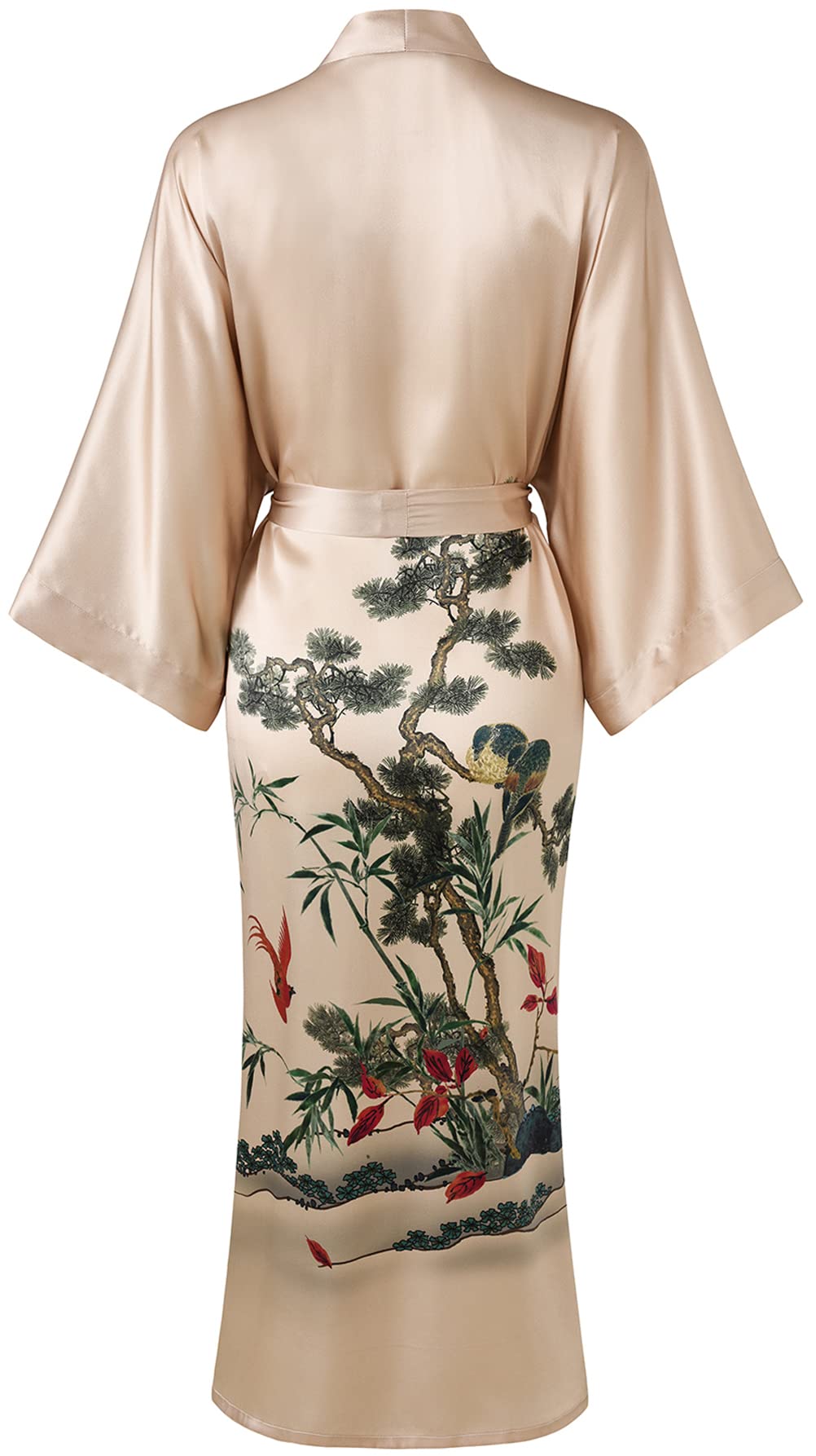 Damen 100% Seide Kimono Robe Lang Bademantel Nachthemd
