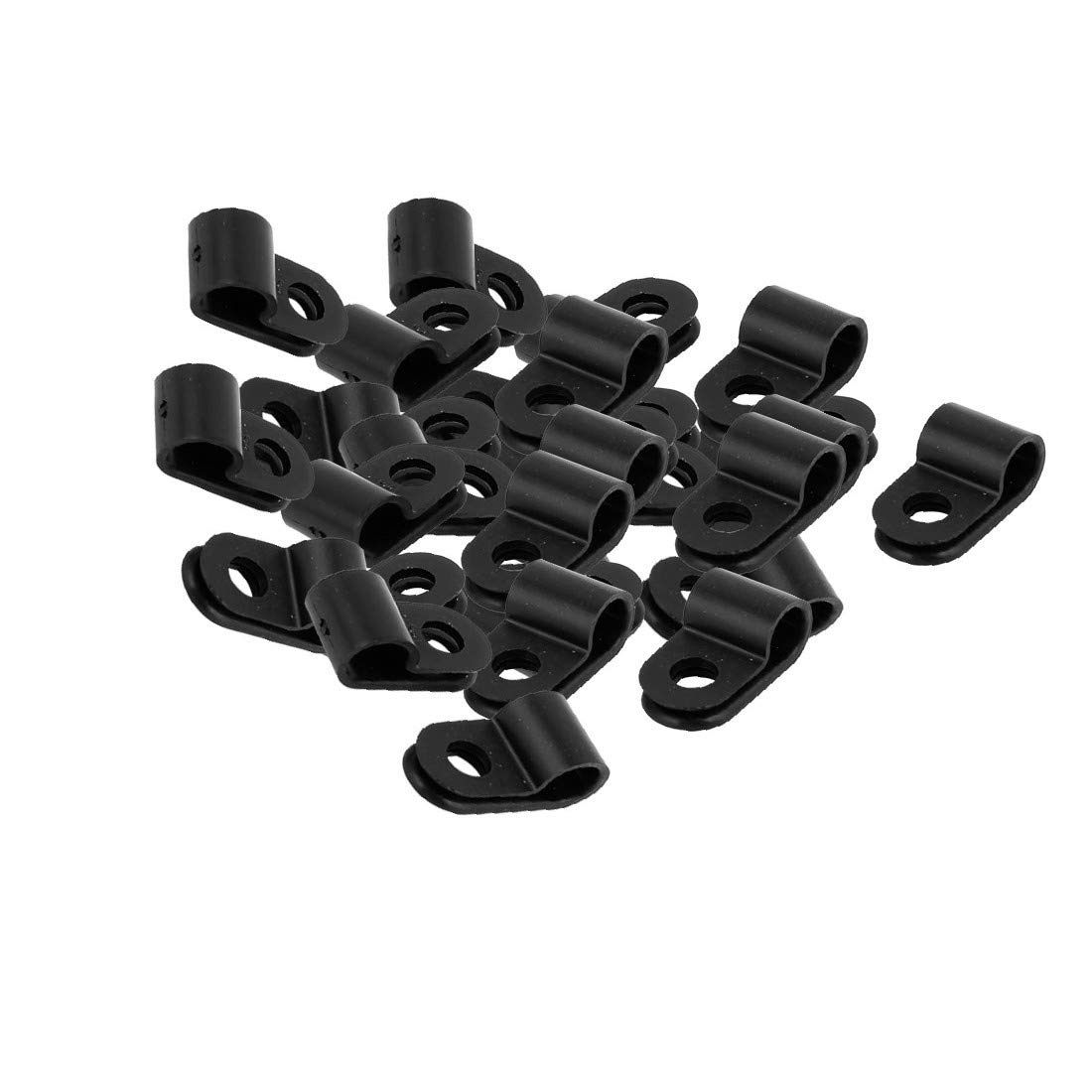 New Lon0167 30Pcs Black Plastic R Type Cable Clip Clamp for 6mm Dia Wire Hose Tube(30Pcs schwarzer Kunststoff R Typ Kabelclip-Klammer für 6mm Durchmesser Drahtschlauch