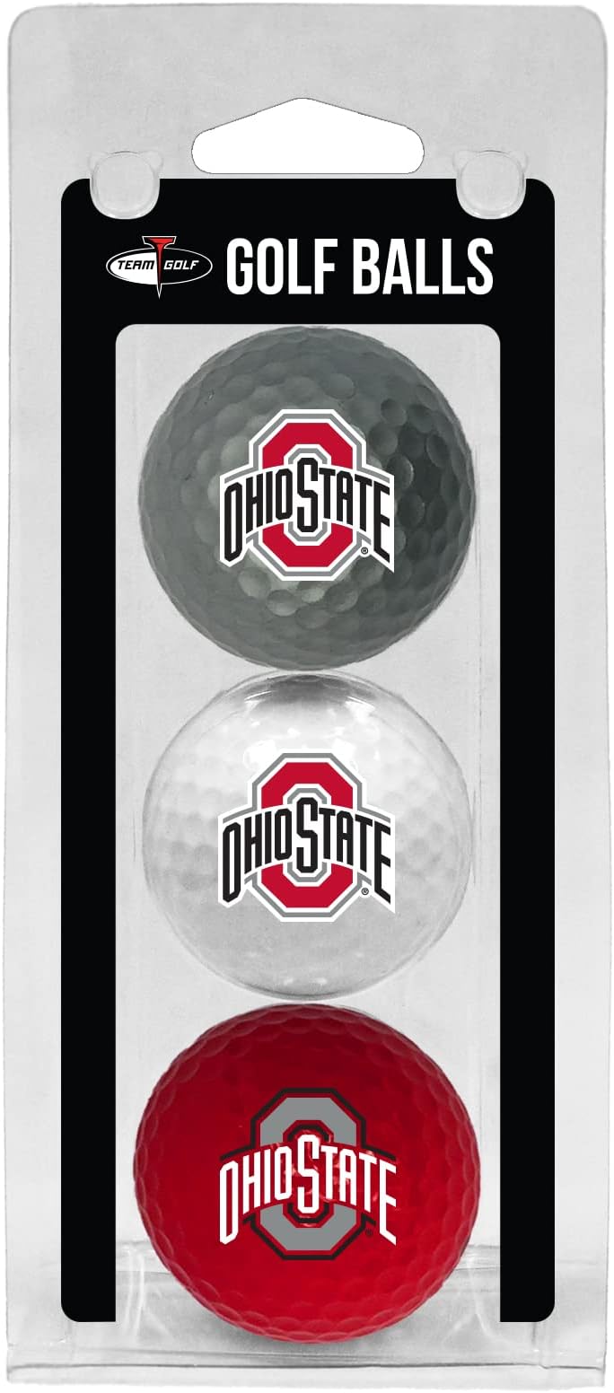 NCAA Regulation Size Golf Balls, 3 Pack, Full Color Durable Team Imprint