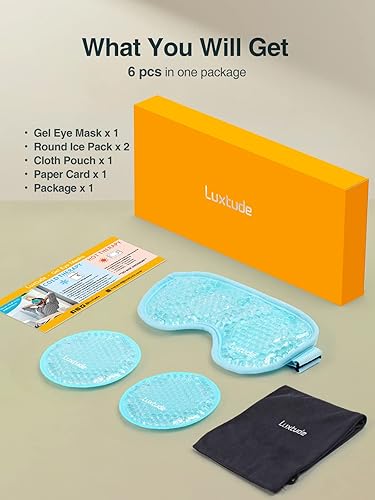 Miniatura 2 de Luxtude Máscara de ojos de gel refrescante para ojos secos, paquete de hielo caliente para ojos fríos, máscara de gel reutilizable para dormir,