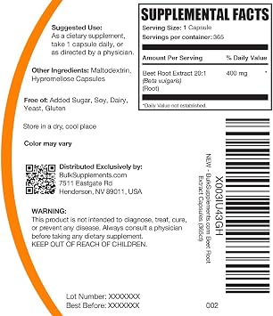 Beet Root Extract Capsules - Superfood Supplement, Beet Root Supplement - Vegan & Gluten Free, 1 Capsule per Serving (400mg), 365 Count (Pack of 1)