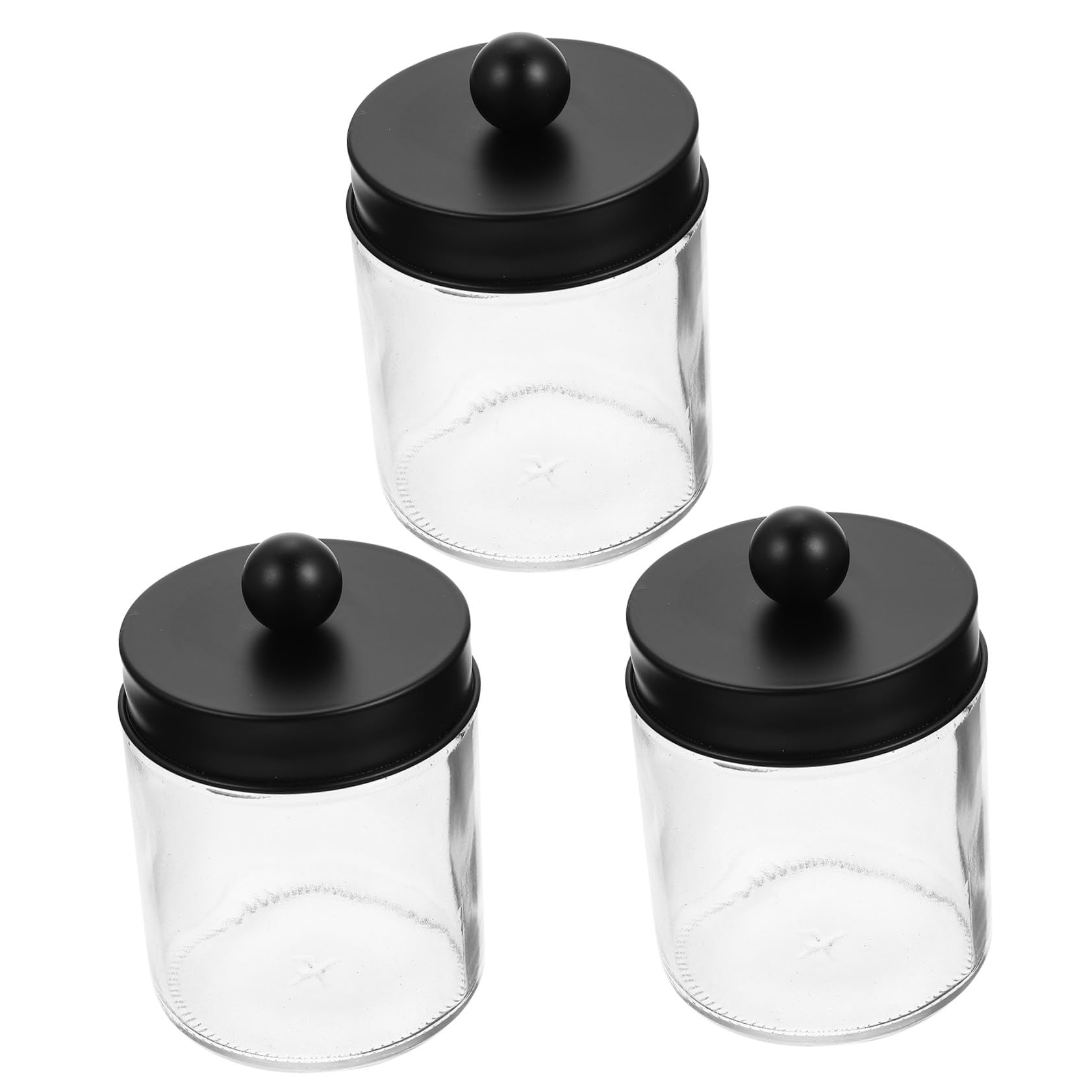 Glas Aufbewahrungsgläser Leichter Wattepad und Wattestäbchen Spender mit Edelstahldeckel 3 Stück-pack mit Glatten Runden Kanten Organizer für Badezimmer für Vanity und Tisch
