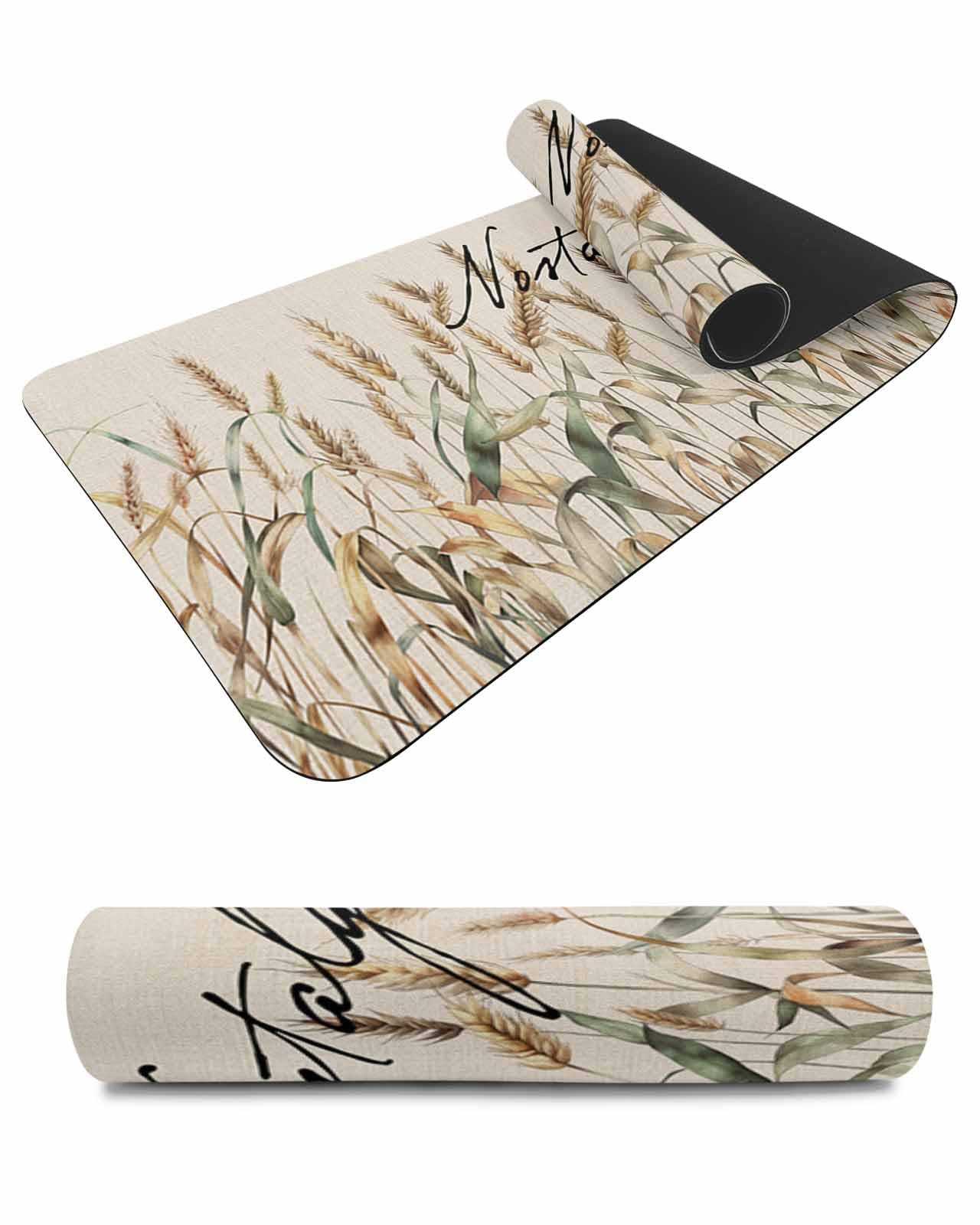 Debedcor Heat Proof Table Pads Waterproof Decorative, Fall Grass Wheat Non-Slip Table Countertop Protector, Farmhouse Autumn Vintage Insulation Mat for Dining Room, 48 x 12 Inches