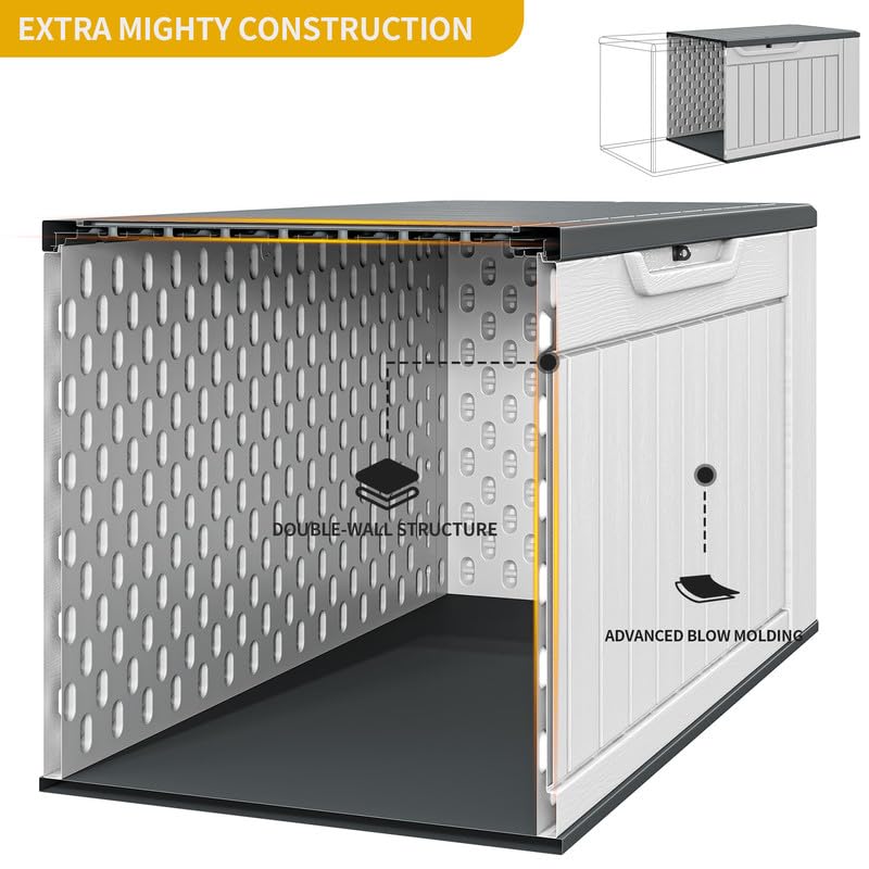 DWVO-XL-160-Gallon-Large-Deck-Box-Waterproof-Outdoor-Storage-Box-for-Patio-Furniture-Cushions-Garden-Tools-and-Pool-SuppliesWeather-Resistant-Resin-Lockable-Light-Grey DWVO XL 160 Gallon Large Deck Box Waterproof Outdoor Storage Box for Patio Furniture Cushions Garden Tools and Pool SuppliesWeather Resistant Resin Lockable Light Grey