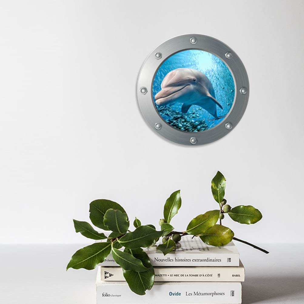 Stickers Decorativos De Ventana Submarina Diseño De Delfines Para Habitaciones Infantiles y Salones Pegatinas Extraíbles Para Decorar El Hogar