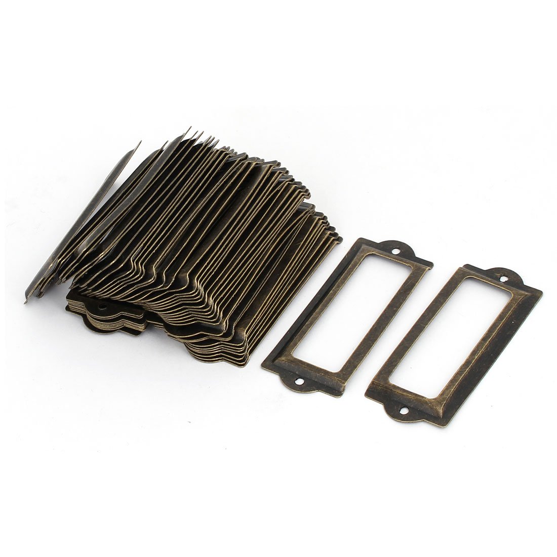 Aexit Office (Home hardware) Library Iron Retro Style File Tag Label Holder Bronze Tone (51ry463qf533) 83mmx33mm 50pcs