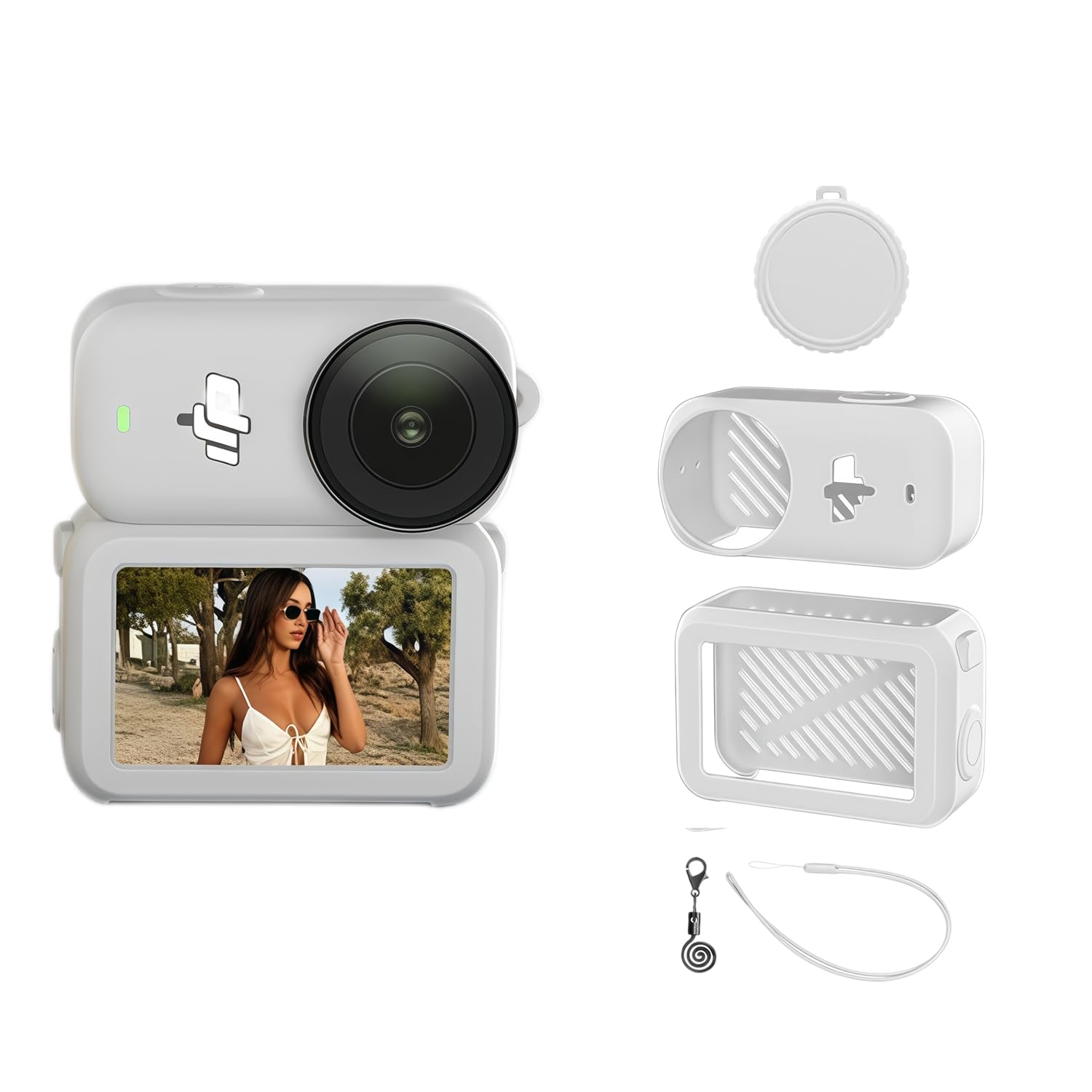 Osmo Nano Silicone Coque avec Caméra Lentille Capuchon Protecteur (Gris) | Poignet Sangle Compatible pour DJI Osmo Nano, Plein-Corps Protecteur Couverture, Rayure-Épreuve Coque Caméra Accessoires