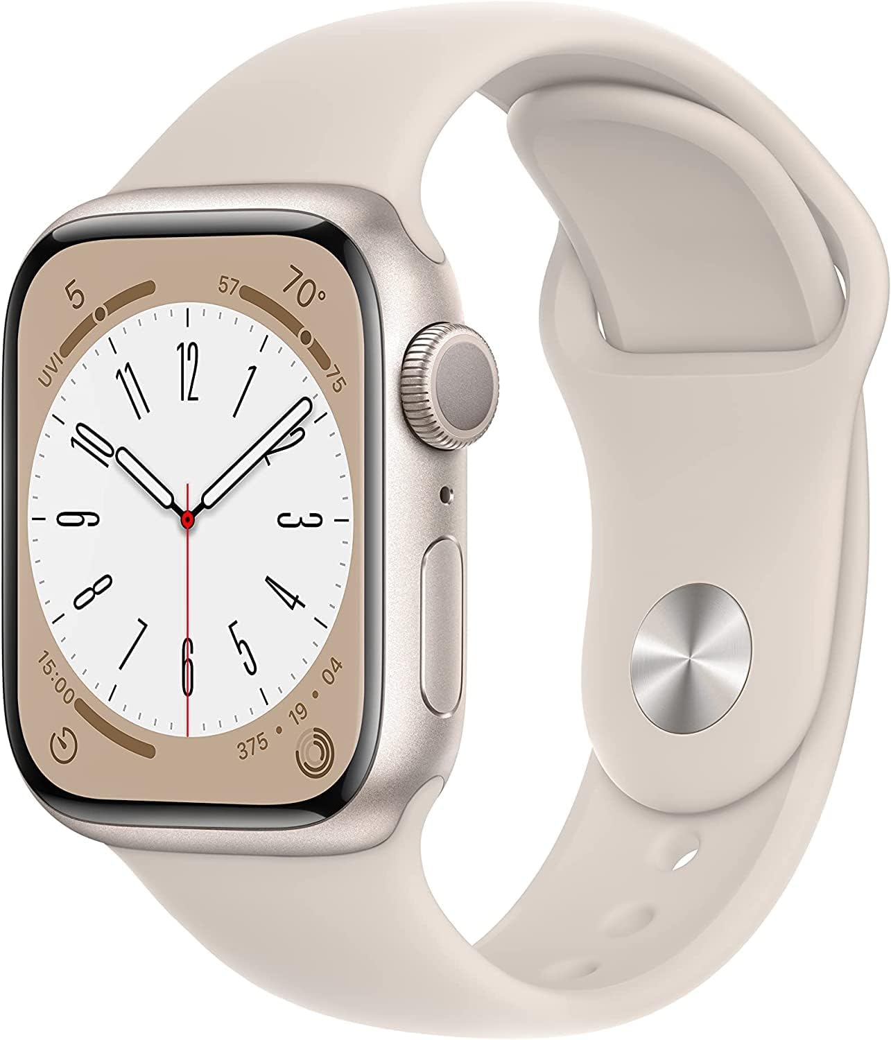 Apple Watch Series 8 GPS 45mm Starlight Aluminum Renewed | Advanced Health & Safety Tracking - main product image