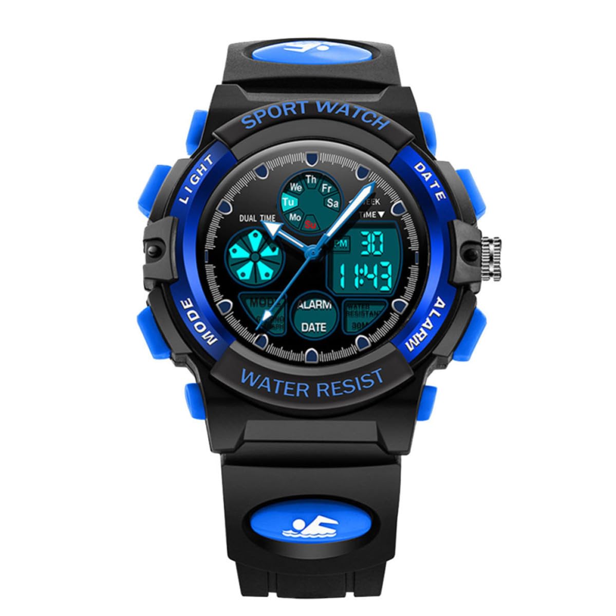 Reloj infantil de goma azul resistente al agua el regalo ideal 8
