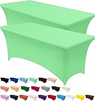 Vista 80 de Utopia Kitchen Mantel de Spandex Paquete de 2 [6 pies, Blanco] Ajustado, Entallado, Lavable y Resistente a las Arrugas, Mantel Elástico Cubierta