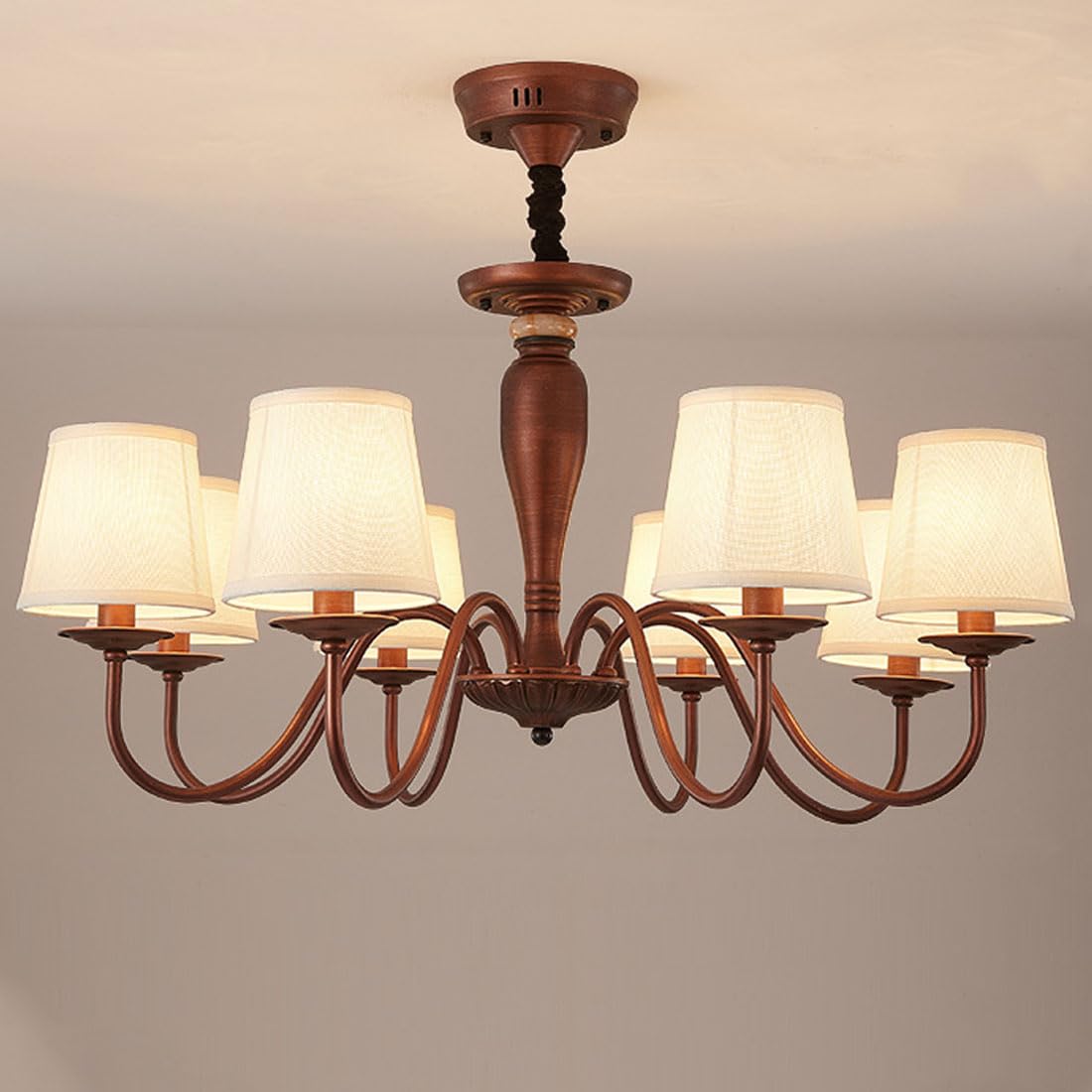 KXEcoLife E27 American retro chandelier, simple country for living room, dining bedroom, main study room lighting,8 heads
