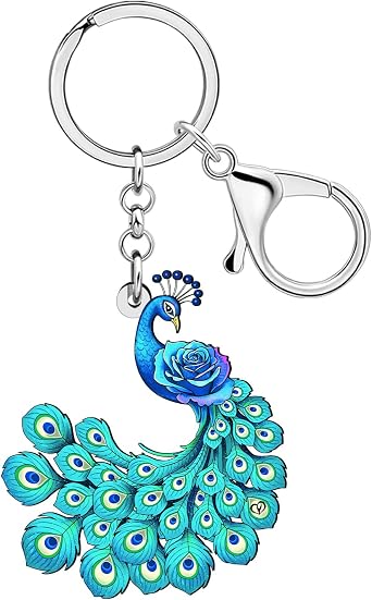 NEWEI Acrylic Cute Peacock Keychain Car Keys Wallet Keyring Rings Accessories Bird Gifts for Women Girls Bird Lovers Charms