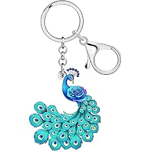NEWEI Acrylic Cute Peacock Keychain Car Keys Wallet Keyring Rings Accessories Bird Gifts for Women Girls Bird Lovers Charms