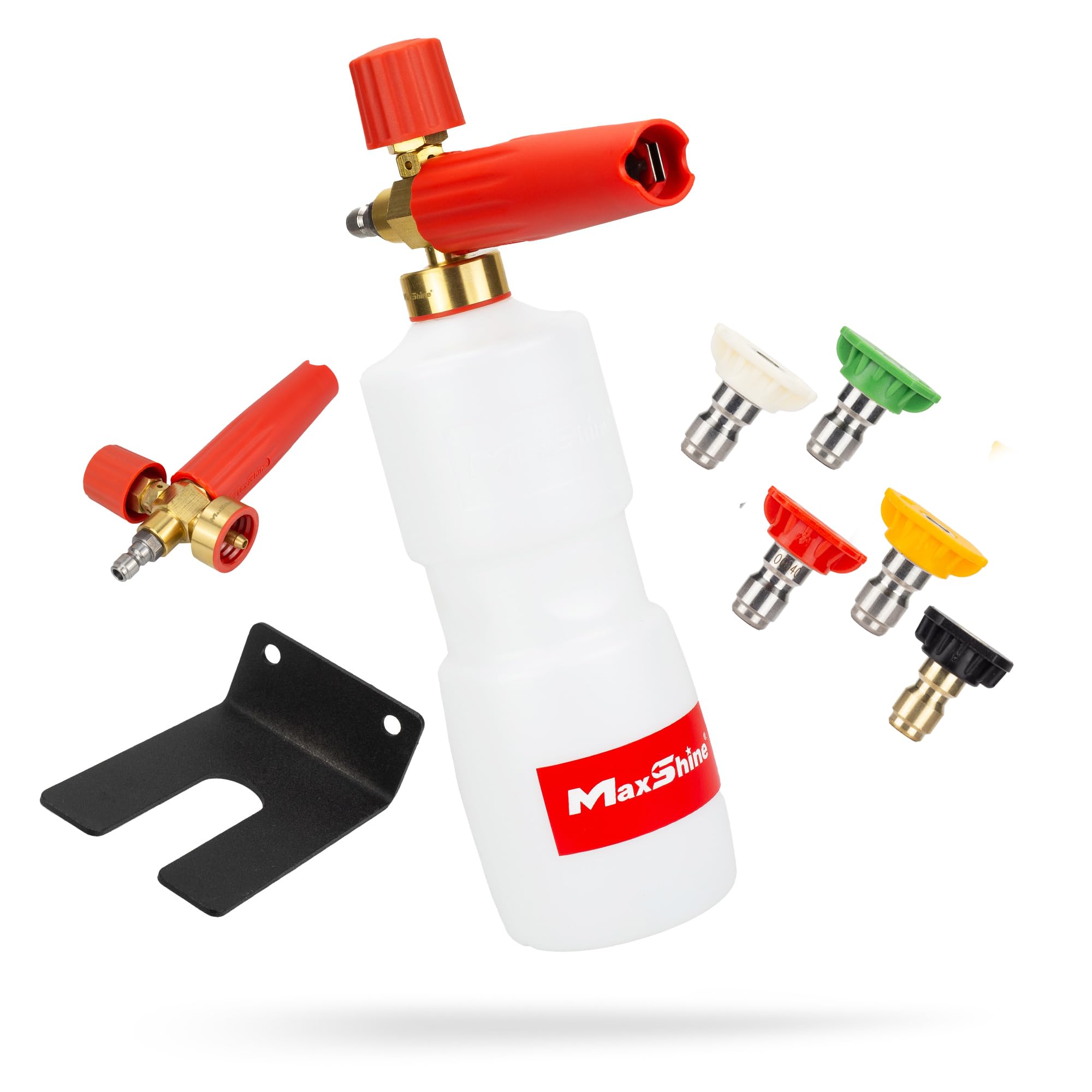 Maxshine Snow Foam Cannon with 5 Pieces Quick-Connect Spray Nozzle Tips - High-Performance Foam Gun for Pressure Washers, Perfect for Car Detailing &