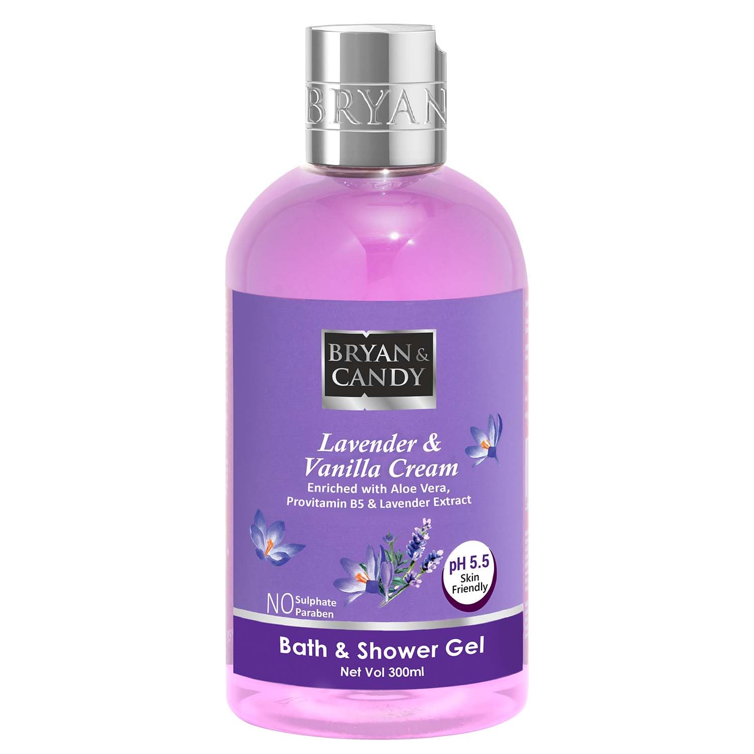 Bryan & Candy Shower Gel with Aloe Vera. Gentle, Moisturizing Body Wash for Soft, Supple Skin (Lavender Shower Gel, 300ml)