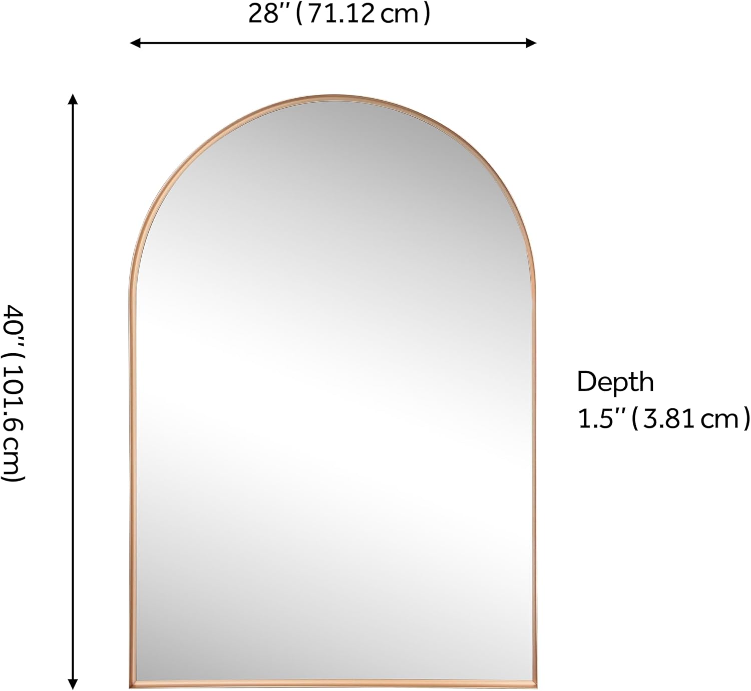 JONATHAN Y Elodie 28" x 40" Gold Arched Wall Mounted Mirror with Aluminum Frame for Bathroom Vanity Bedroom and Entryway Modern Decorative Home Decor MIR209C