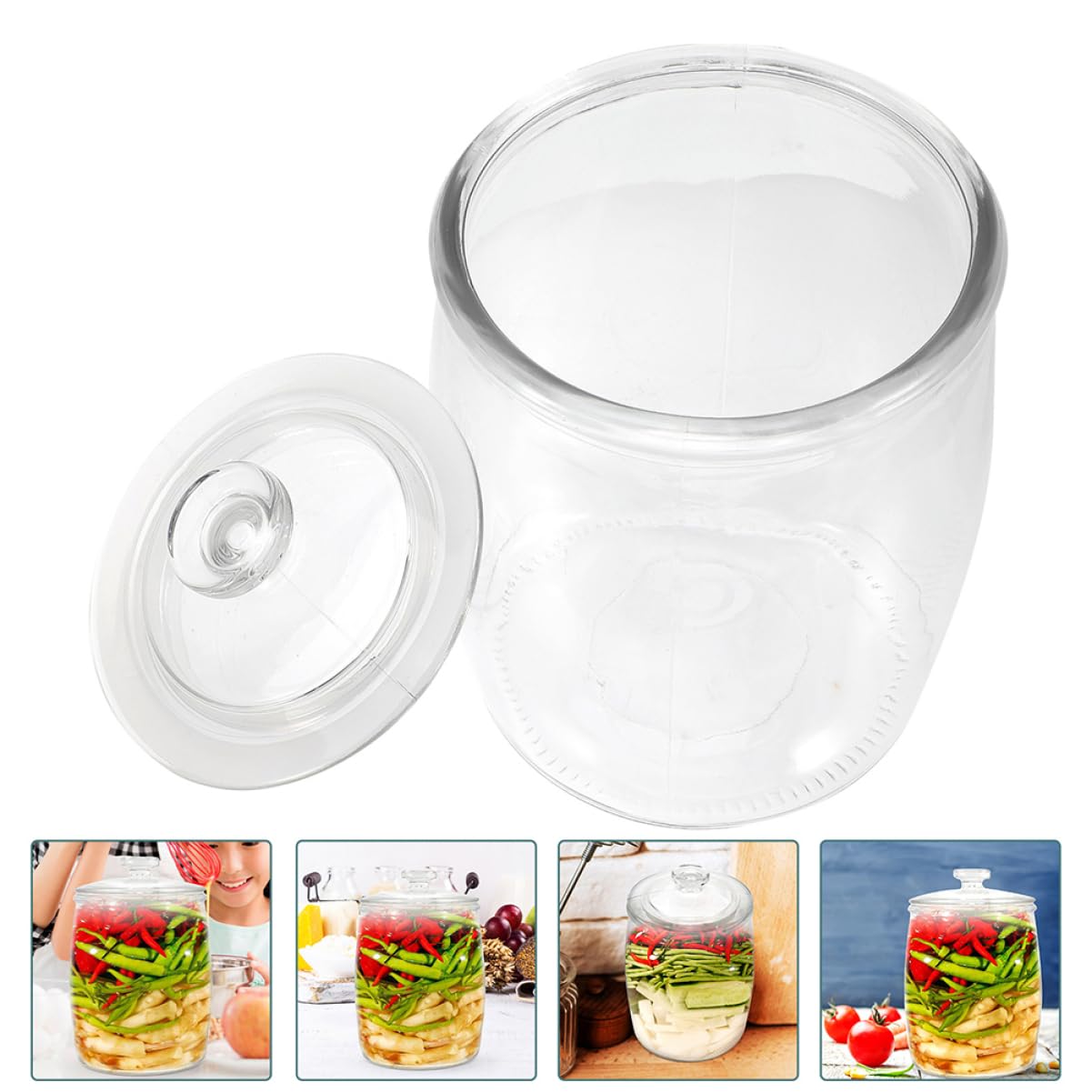 Barattolo Trasparente Per Biscotti Con Coperchio Contenitore Per Alimenti Capacità Per Conservare Marmellate Crauti e Kimchi Accessorio Cucina Per Famiglie e Amici