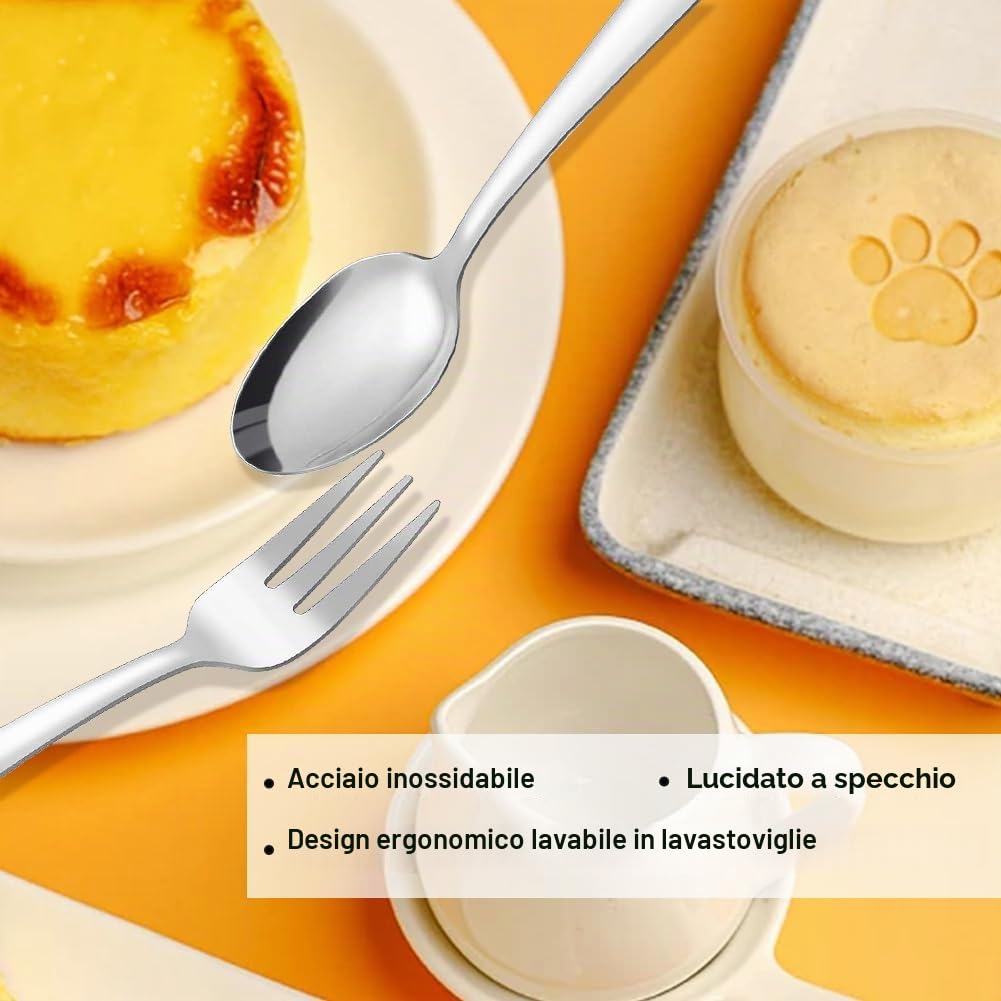 Gohytal Set di cucchiai da tè in acciaio inox, cucchiaini da caffè, cucchiaini da dessert, set di cucchiai da tè per ristoranti, lavabili in lavastoviglie