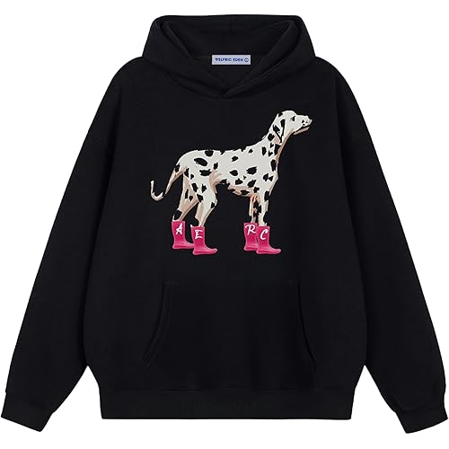 Aelfric Eden Graphic Hoodies for Women Dalmatian Print Hoodie Pullover Unisex Y2K Cute Oversized Hooded Sweatshirt