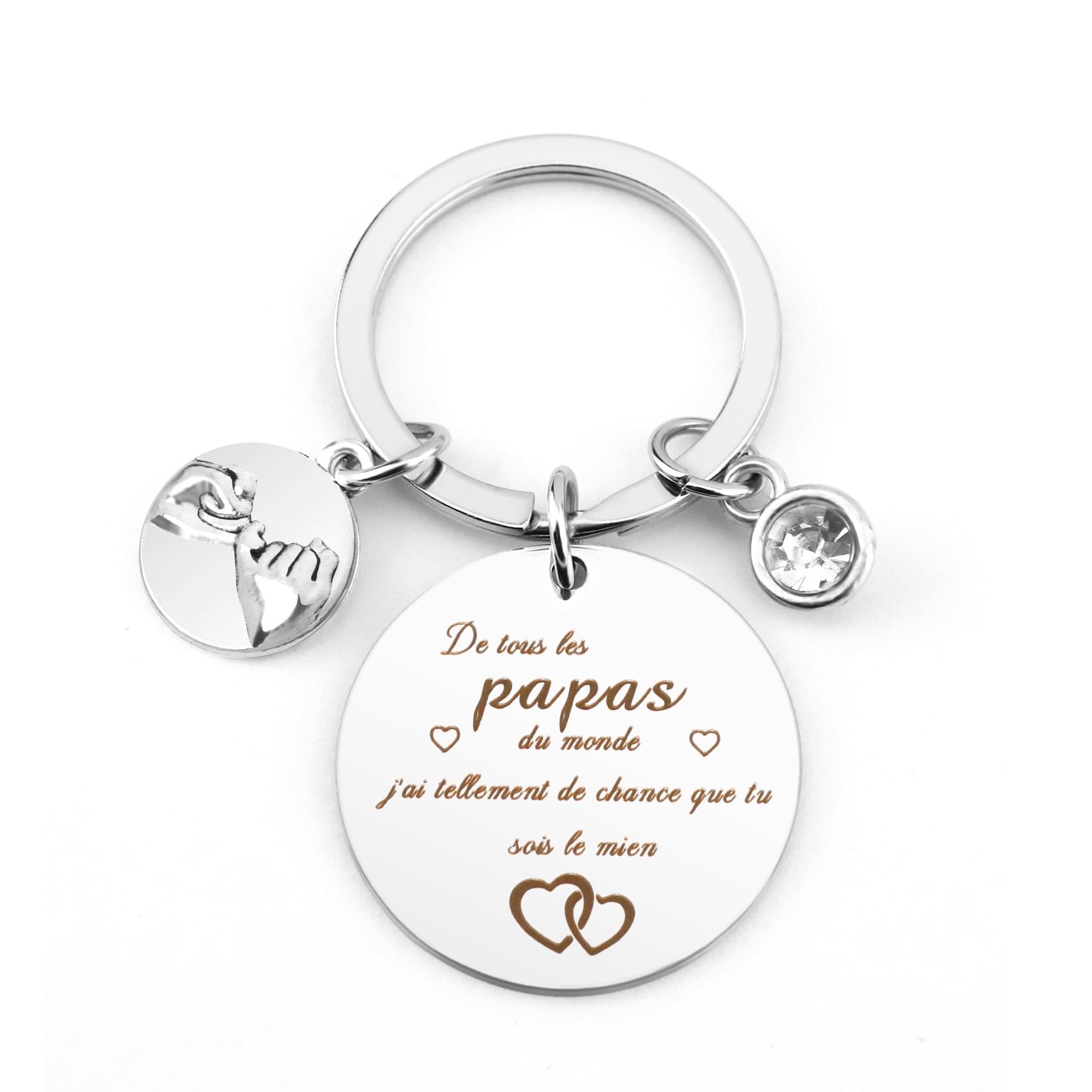 Porte-clés Papy - Cadeau Personnalisé Pour Grand-père - Anniversaire, Noël, Fête Des Pères - En Acier Inoxydable