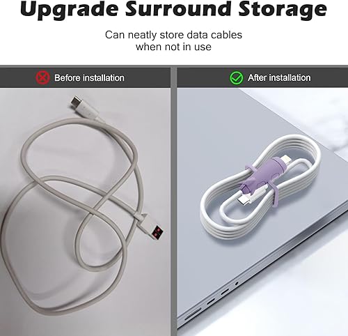 Miniatura 4 de CameCosy Funda protectora de cable 2 en 1 compatible con iPhone, Android, cable USB tipo C, 2 unidades de silicona estirable para cargador de cable,