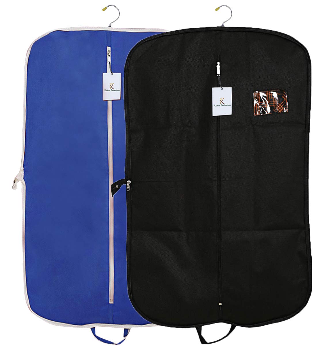 Kuber Industries 2 Pieces Foldable Non Woven Men's Coat Blazer Suit Cover (Black & Royal Blue) -CTKTC041687