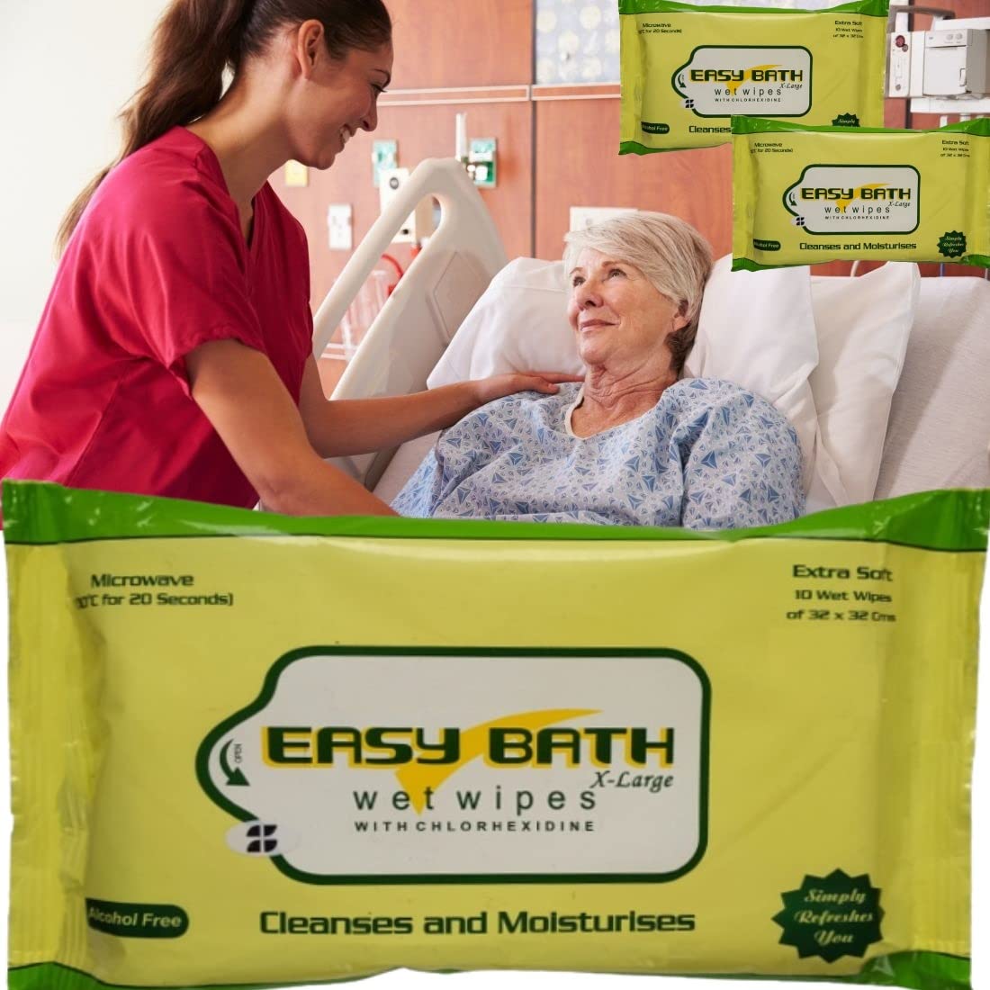 LADY HAWK Easy Bath Wet Wipes Bulk Economy Packs Extra Large Bed Bath Towel Wipes for Adults, Patient, Baby Wipes. Moisturizing Refreshing Sponge Bath. 10 Wipes/Pack Microwaveable Easy Bath Wet Wipes-image-22