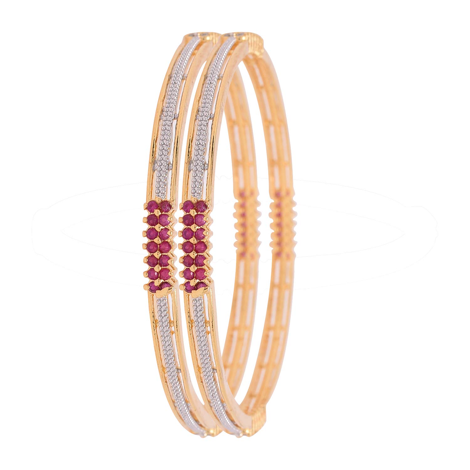 Ratnavali Jewels Gold Plated CZ American Diamond Red White Sleek Bangle for Women/Girls Office Party RV4006R-2.8 (B08643CFCS) Amazon Price History, Amazon Price Tracker