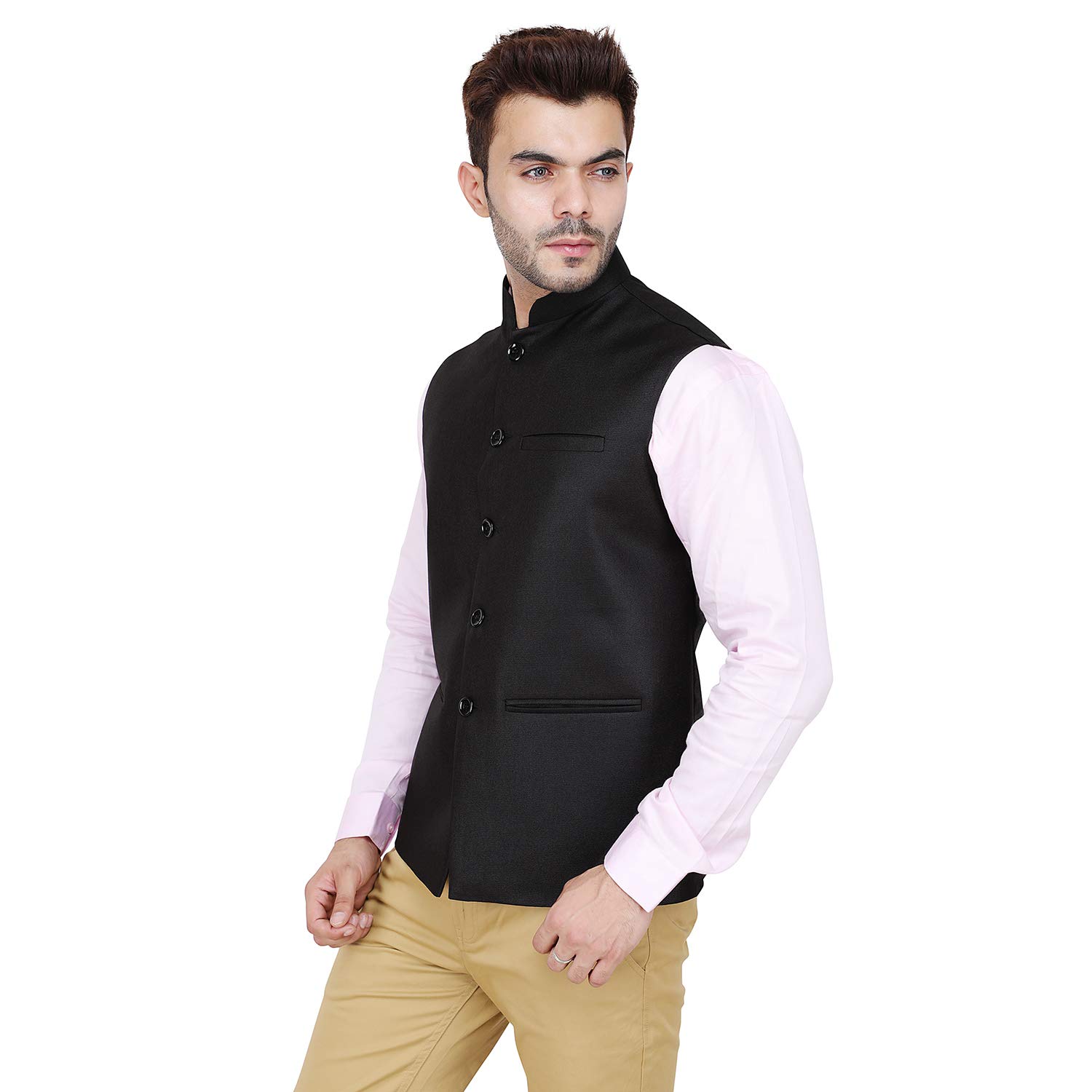 Badoliya & Sons Men's Designer Jute Nehru Jacket/Waist Coat (Black, 42) - Image 2 thumbnail