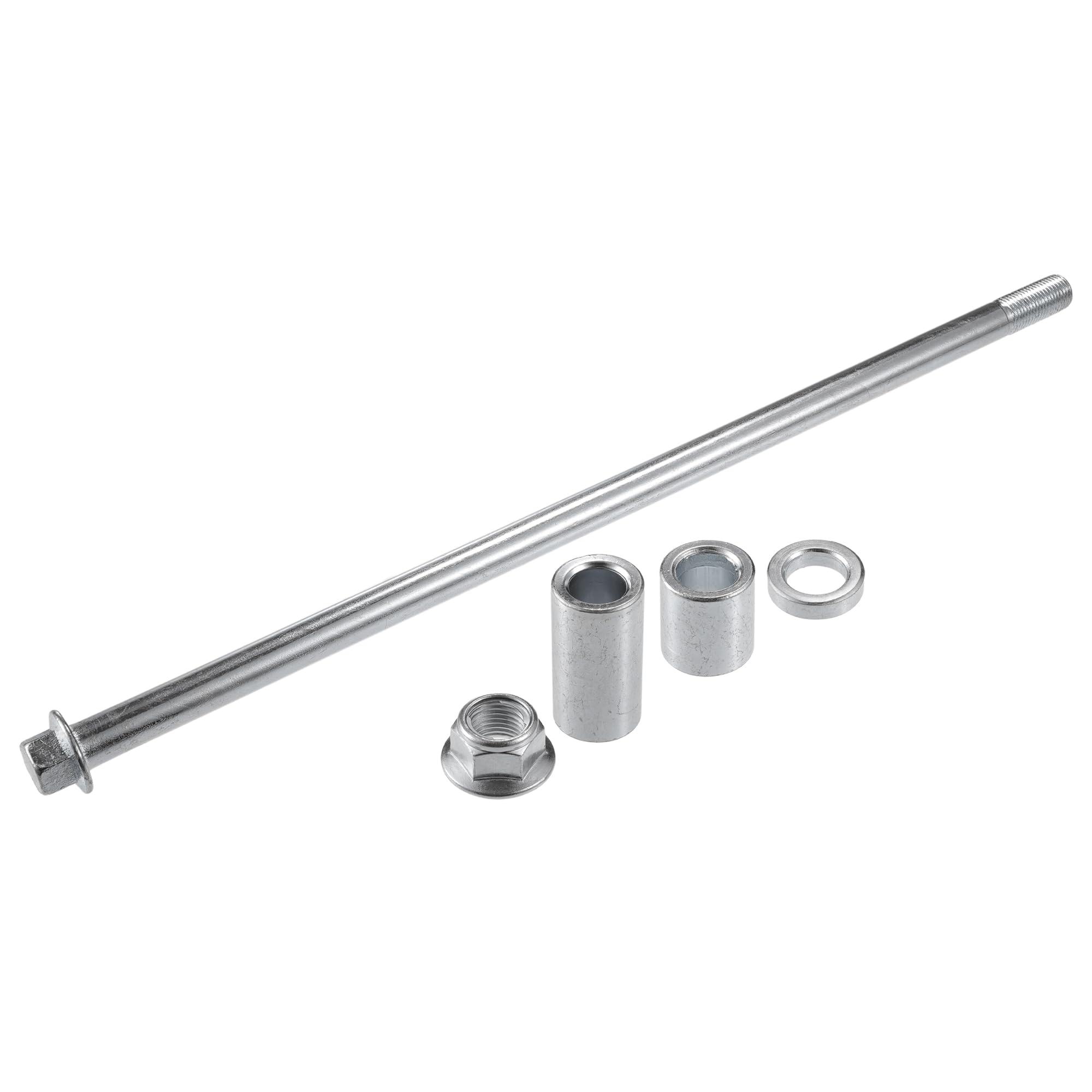A ABSOPRO Essieu Avant Arrière Avec Bague Et Vis Boulon M12 330mm Dirt Bike Scooter Atv Essieu De Roue En Alliage D'Acier Ton Argent