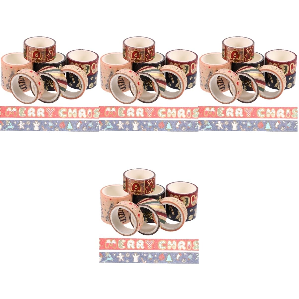 NUOBESTY 4 Set Washi Tape Washi-tape Adorn Proiettire Guarnitura Distributore Di Nastro Avvolgere Il Nastro Adesivo A Tema Natalizio Nastro Fai Da Te Per Album Carta Giapponese 8 * 4