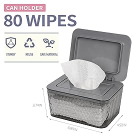 Whiidoom Wipes Dispenser, One-Handed Operation Wipe Holder for Baby & Adult, Seal-Designed Wipes Container for Bathroom Keep Diaper Wipes Fresh (Grey)