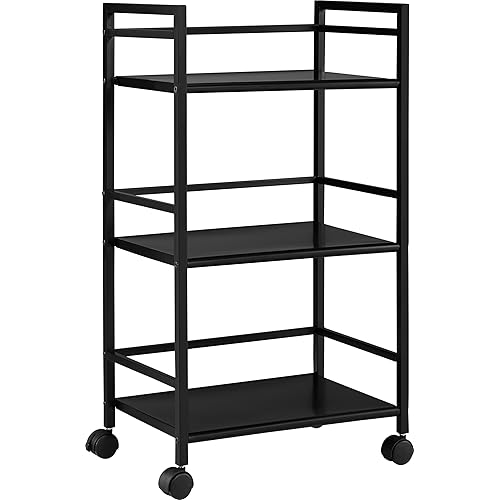 7741196PCOM Marshall 3 Shelf Metal Rolling Utility Cart, Black