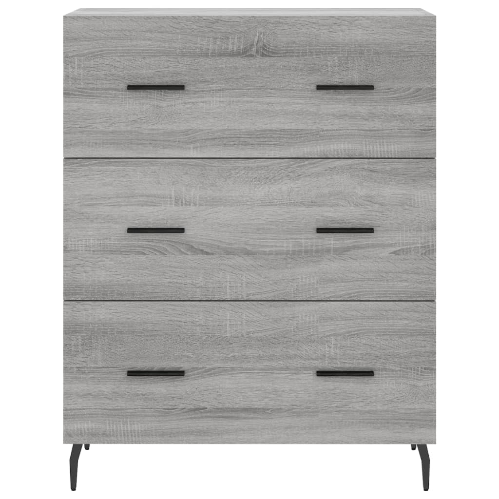 Highboard grigio Sonoma, 69,5 x 34 x 180 cm, con molto spazio, piedini in metallo, credenza e ripiano alto, per cucina, soggiorno e sala da pranzo