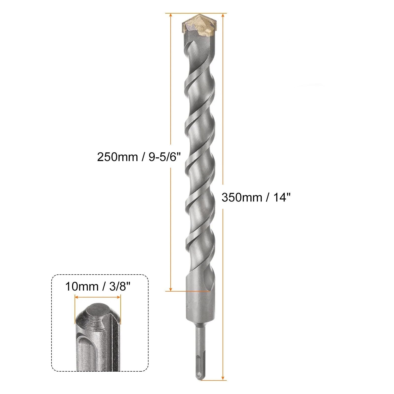 Broca for martillo perforador de 350 mm de largo, brocas de impacto con punta de carburo for hormigón, ladrillo y piedra, 10-35 mm de diámetro, 1 unidad(22mm)