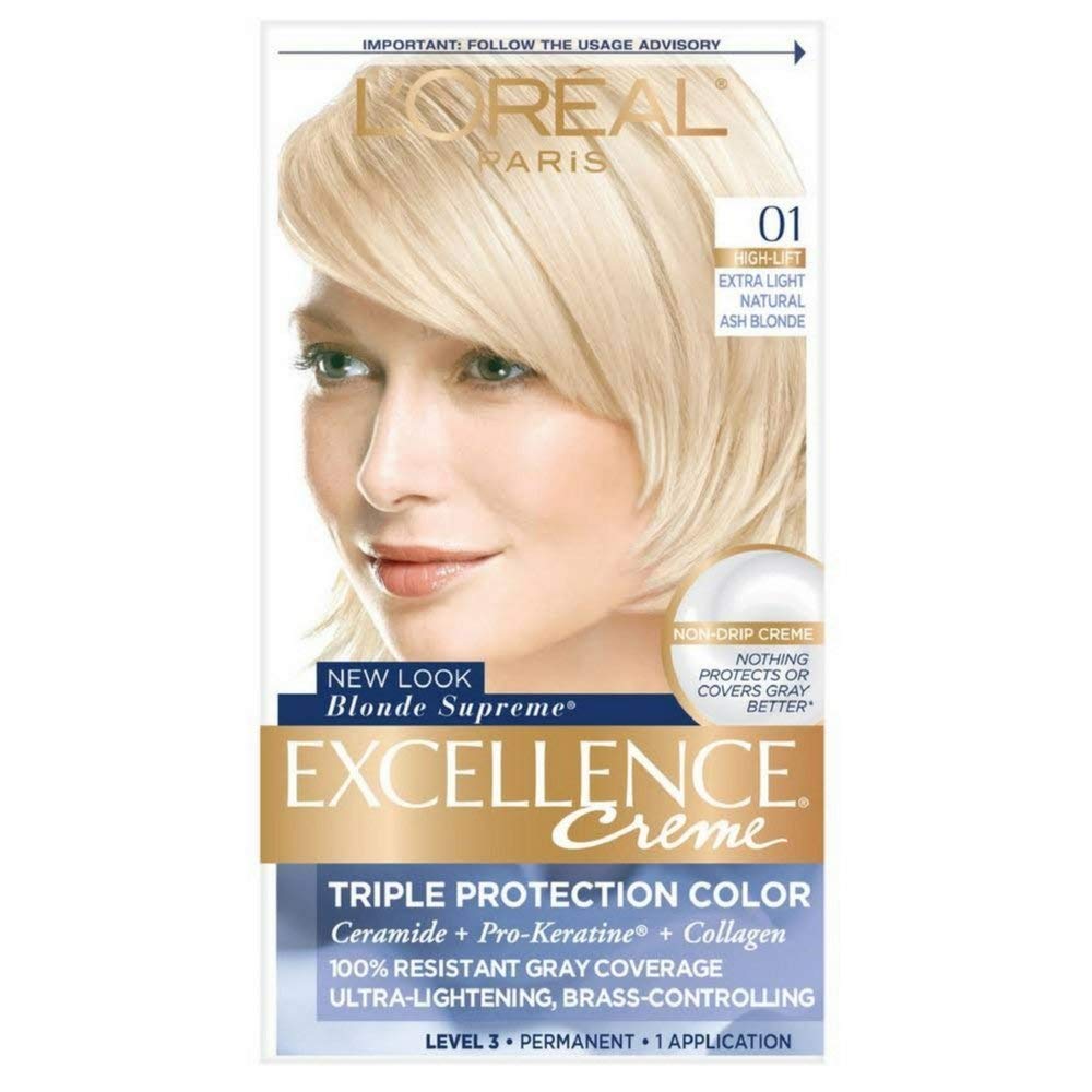 L'Oreal Paris Excellence Creme Haircolor, Extra Light Ash Blonde [01] (Cooler) 1 ea (Pack of 4)
