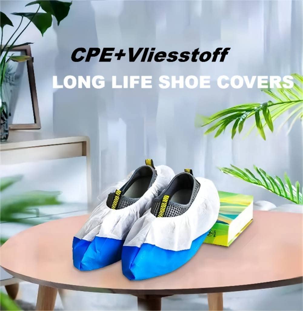 100 Pièces Couvre-chaussures, CPE+PP Couvre-chaussures Jetables, Couvre Chaussures, Surchaussures Jetables, Sur Chaussure, Antidérapants, Imperméables, Bleu