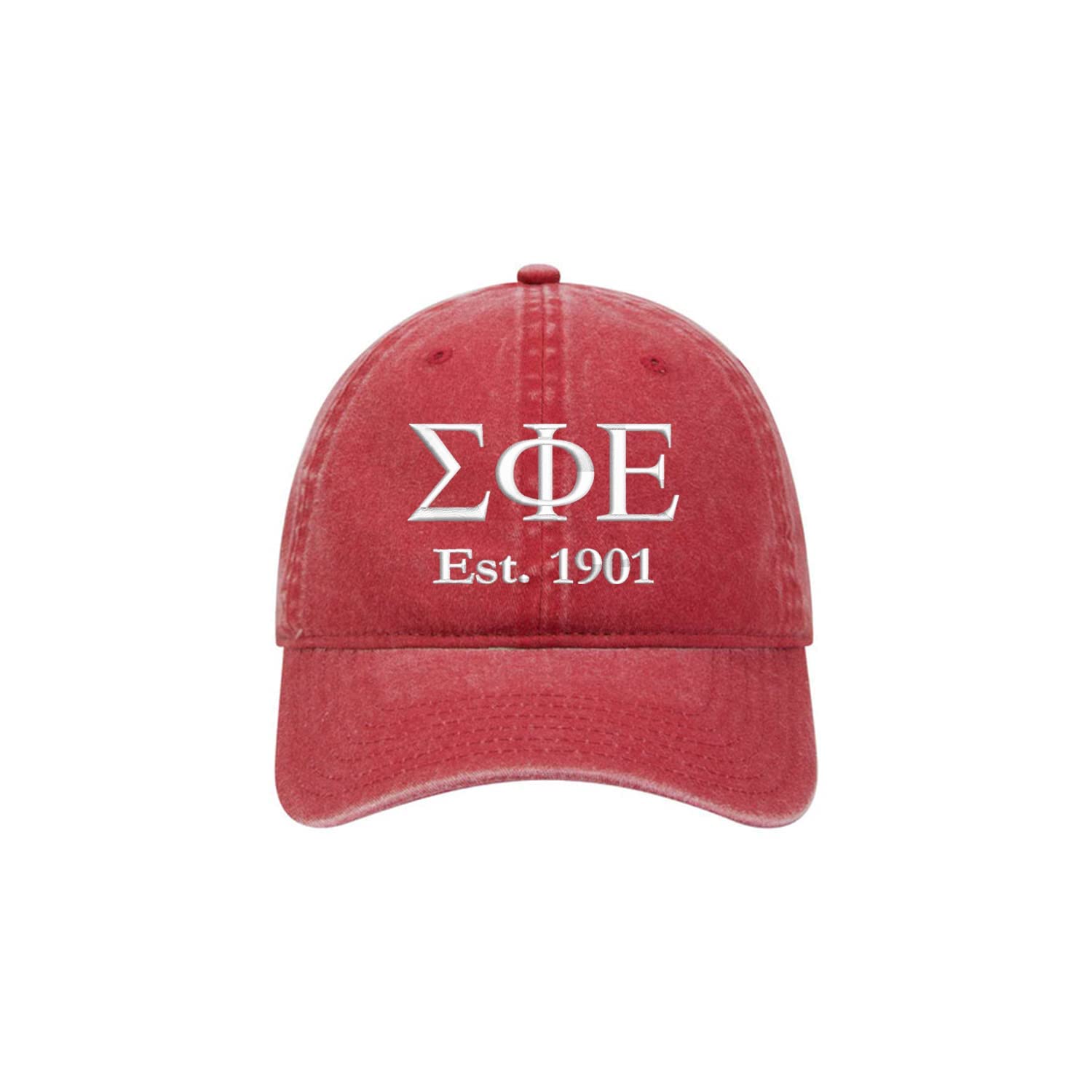 Sigma Phi Epsilon Fraternity Baseball Hat - Sig Ep Embroidered Greek Letter Cap - Beach Washed Cotton Twill