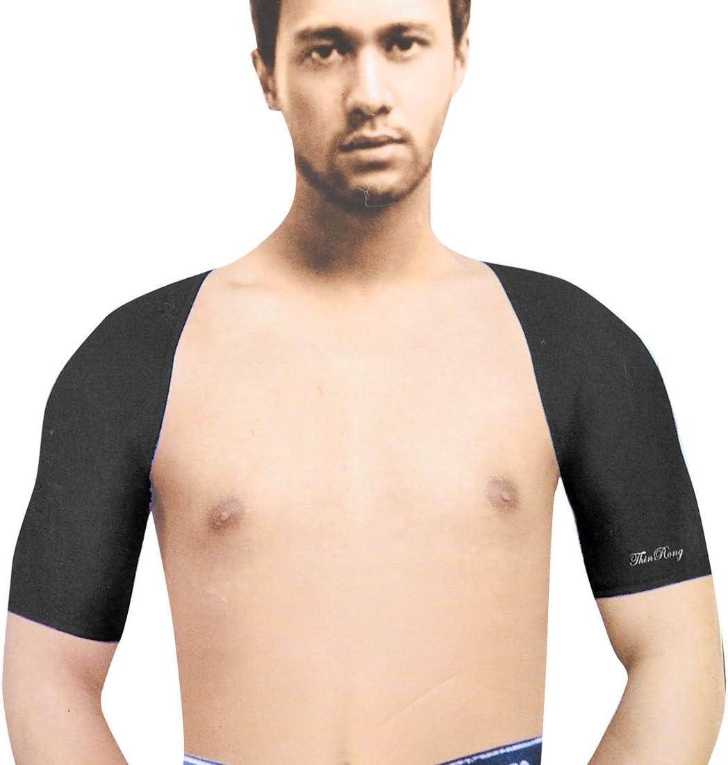 Sport Black Blue Double Shoulder Elastic Support Brace for Man