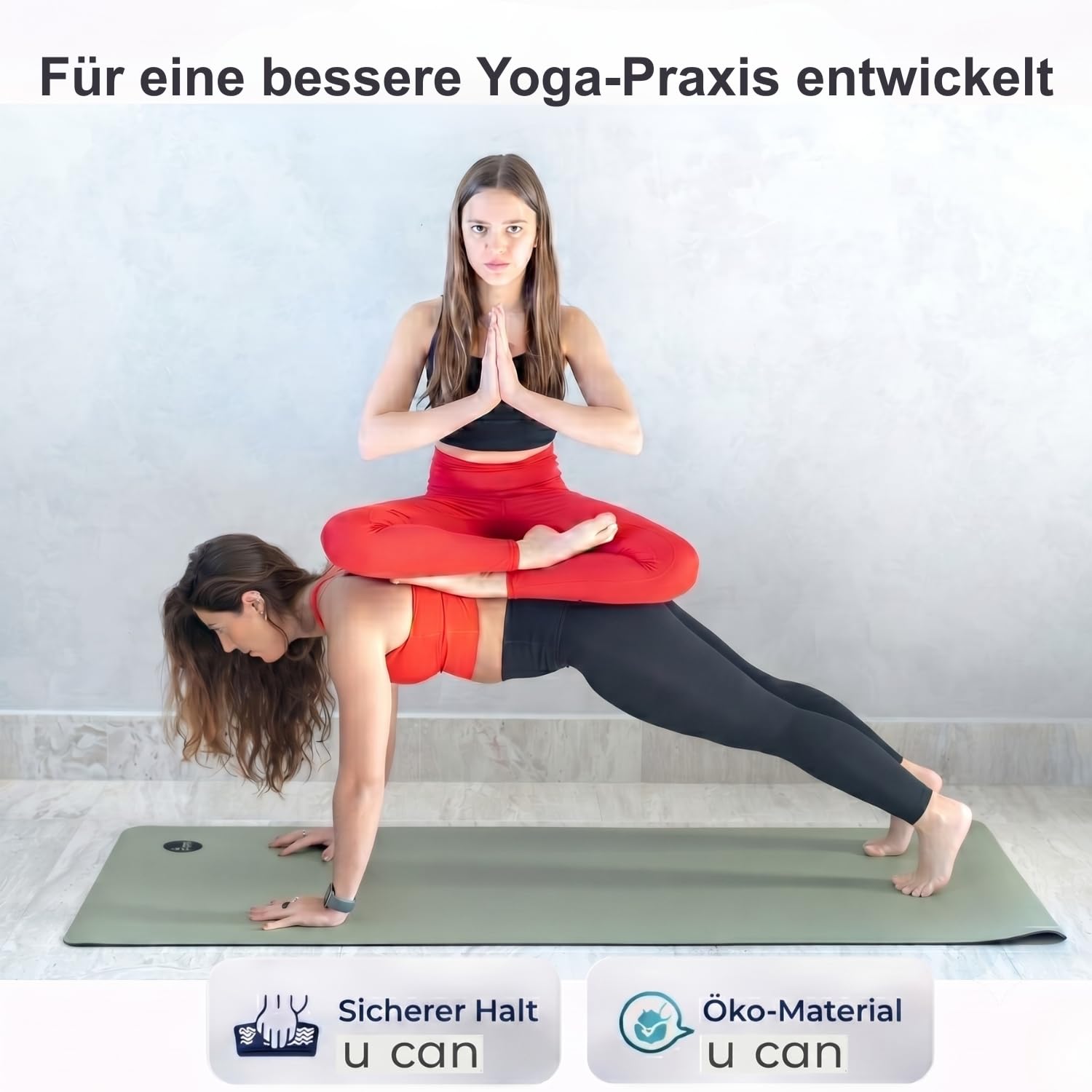 Ucan Yogamatte, rutschfest, 183 x 68 cm, 5 mm dicke Matte für Pilates, Barre, HIIT und funktionales Training, umweltfreundliche PU-Oberfläche